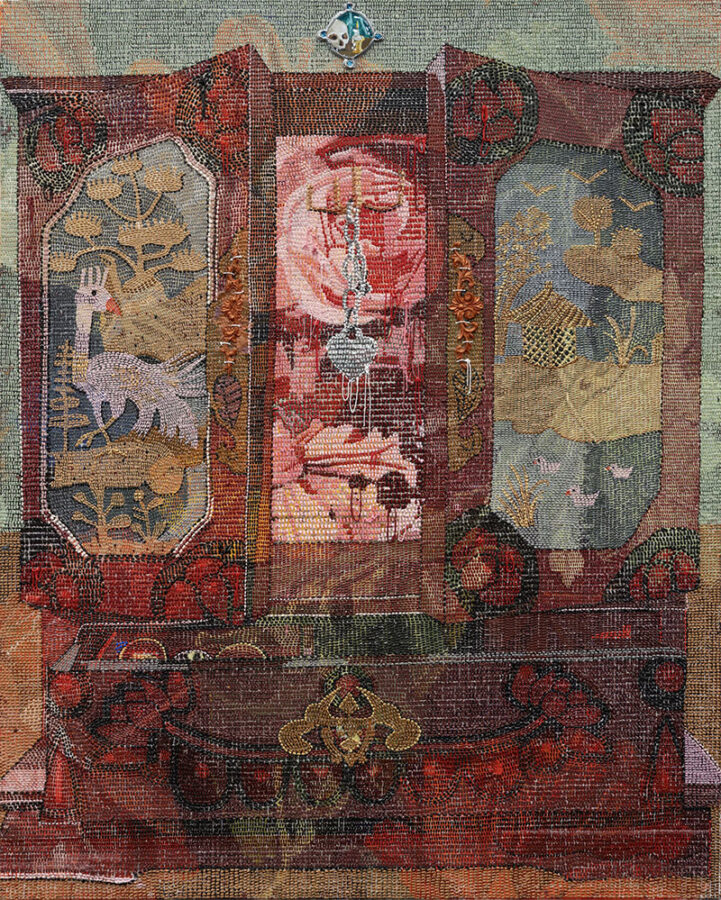 Talia Levitt, ‘Emptied Out my Childhood Jewelry Box For Her and Found my Heart,’ 2025. Acrylic on canvas, 50.8 x 40.6 x 3.0 cm (20.0 x 16.0 x 1.2 in).